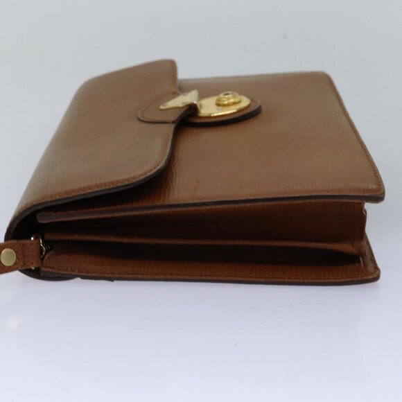 Burberrys Clutch Bag Leather Brown Auth - Picture 4 of 16